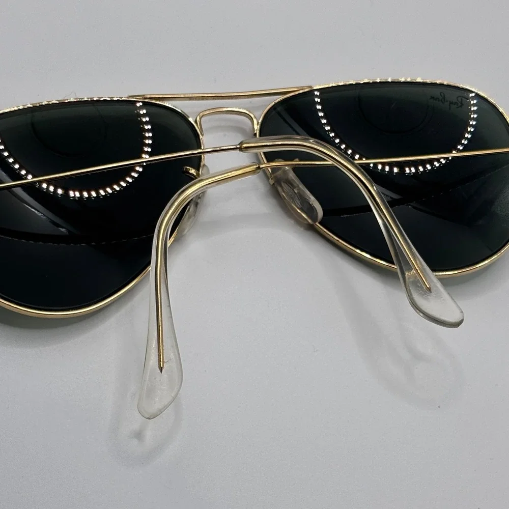Vintage 80s Ray-Ban Sunglasses 58-14 Gold G-15‎ Glass Metal B&L